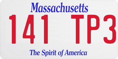 MA license plate 141TP3