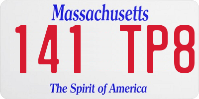 MA license plate 141TP8