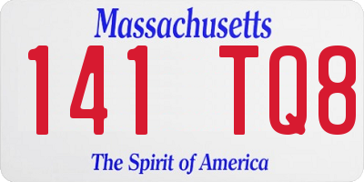 MA license plate 141TQ8