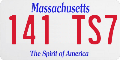 MA license plate 141TS7