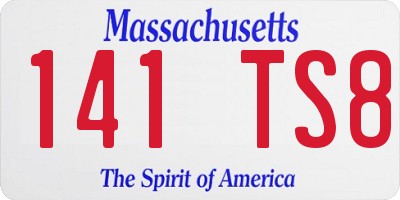 MA license plate 141TS8