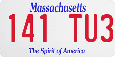 MA license plate 141TU3
