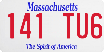 MA license plate 141TU6