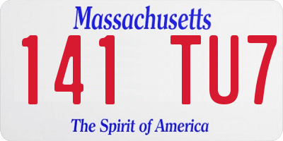 MA license plate 141TU7
