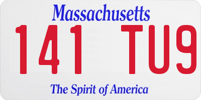 MA license plate 141TU9