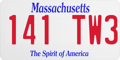 MA license plate 141TW3