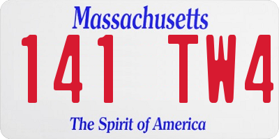 MA license plate 141TW4