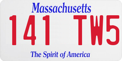 MA license plate 141TW5
