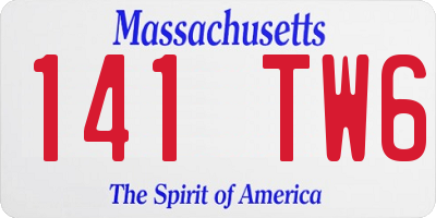 MA license plate 141TW6