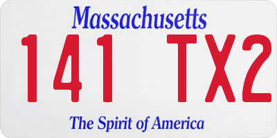 MA license plate 141TX2