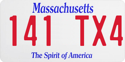 MA license plate 141TX4