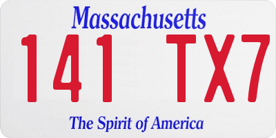 MA license plate 141TX7