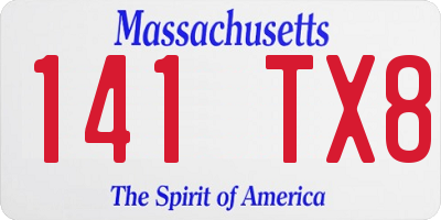 MA license plate 141TX8