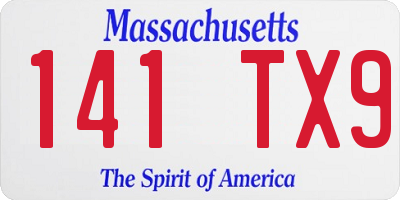 MA license plate 141TX9