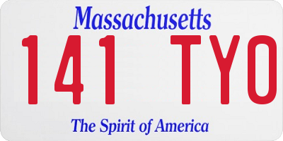 MA license plate 141TY0