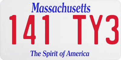 MA license plate 141TY3