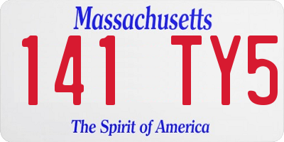 MA license plate 141TY5
