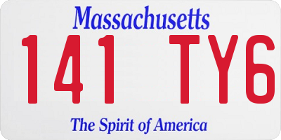 MA license plate 141TY6