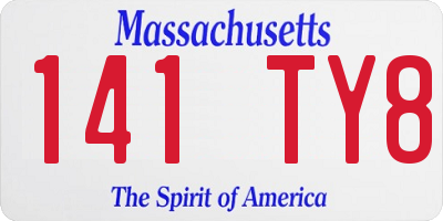 MA license plate 141TY8