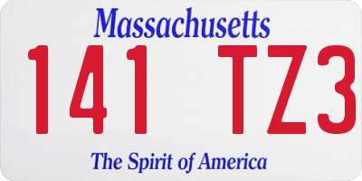 MA license plate 141TZ3