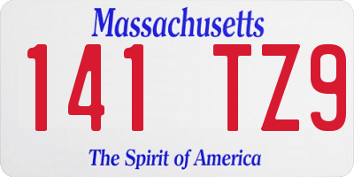 MA license plate 141TZ9