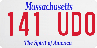 MA license plate 141UD0
