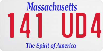 MA license plate 141UD4