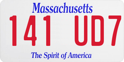 MA license plate 141UD7