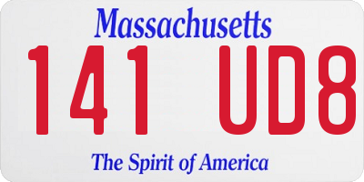 MA license plate 141UD8