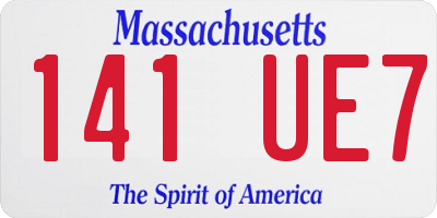 MA license plate 141UE7