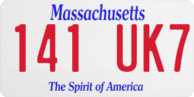 MA license plate 141UK7
