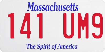 MA license plate 141UM9