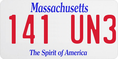 MA license plate 141UN3