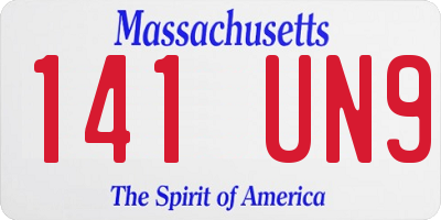 MA license plate 141UN9