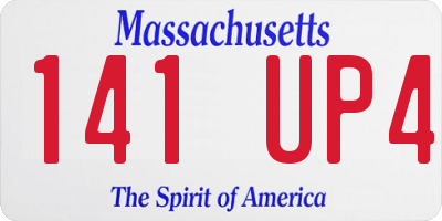 MA license plate 141UP4