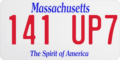 MA license plate 141UP7