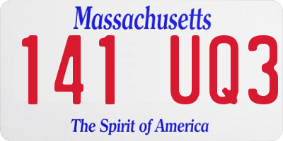 MA license plate 141UQ3