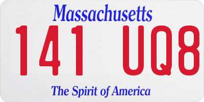 MA license plate 141UQ8