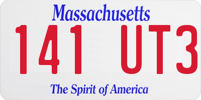 MA license plate 141UT3