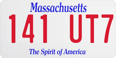 MA license plate 141UT7
