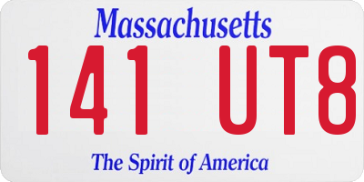MA license plate 141UT8