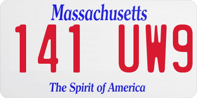 MA license plate 141UW9