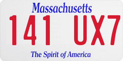 MA license plate 141UX7