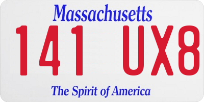 MA license plate 141UX8