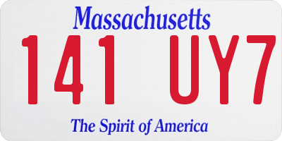 MA license plate 141UY7