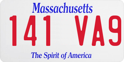 MA license plate 141VA9