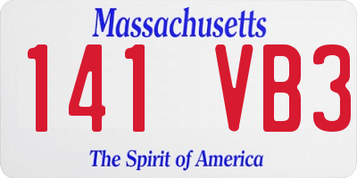 MA license plate 141VB3
