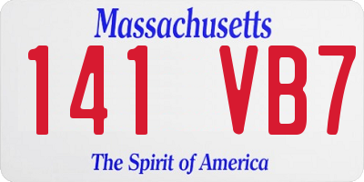 MA license plate 141VB7