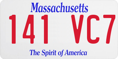 MA license plate 141VC7