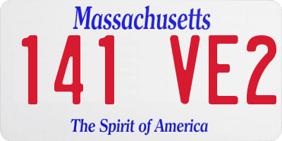 MA license plate 141VE2